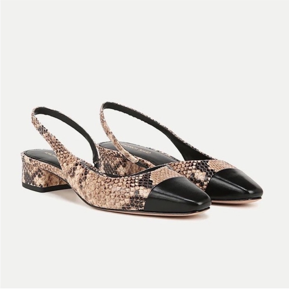 NEW Veronica Beard Cecile Snakeskin Embossed Leather Slingbacks - Womens size 7